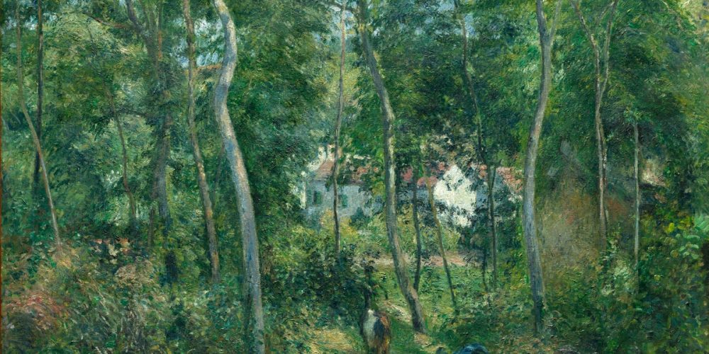 Edge of the Woods Near L'Hermitage, Pontoise (1879) by Camille Pissarro. Original from The Cleveland Museum of Art. Digitally enhanced by rawpixel.